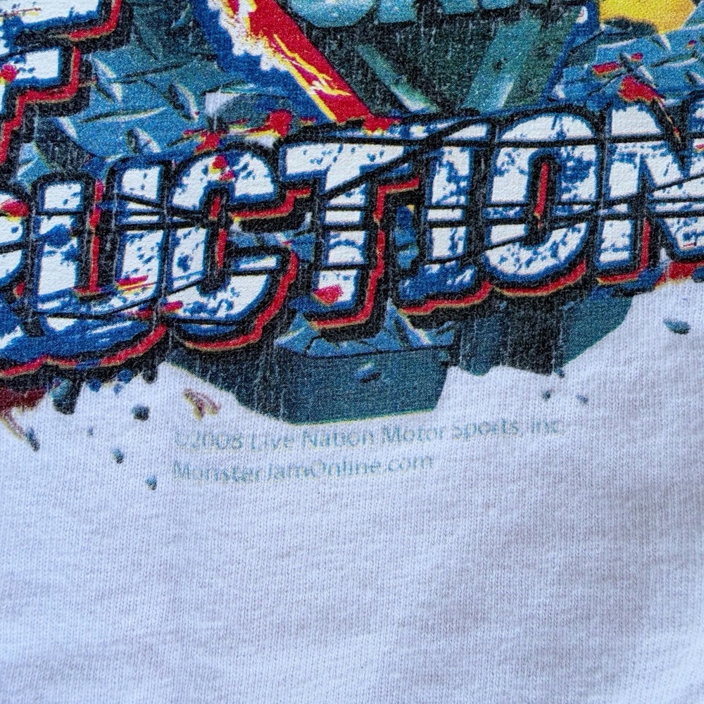 2008 Monster Jam Canadian Tour Of Destruction White Tee Shirt Large Double Sided - Picture 5 of 7